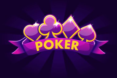 Piyango veya casino, kutsal kişilerin resmi şerit ve oyun kartı işaretleri ile kumar slot makinesidir poker afiş arka plan