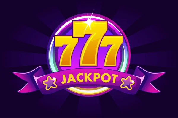 JACKPOT banner fundo para casino, ícone de slot com fita e 777. Ilustração vetorial —  Vetores de Stock