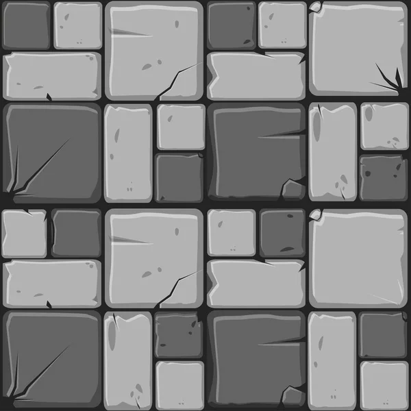 Tekstura szare płytki kamienne, kamień ściany bezszwowe tło. Ilustracja wektorowa dla interfejsu użytkownika elementu gry. Kolor 4 10 — Wektor stockowy