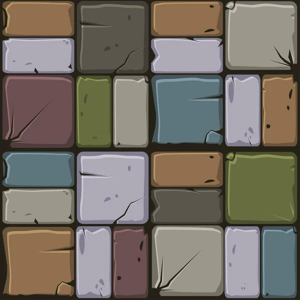Tekstura kolorowych płytek kamiennych, bezszwowe tło kamienny mur. Ilustracja wektorowa dla interfejsu użytkownika elementu gry. Kolor 5 z 10 — Wektor stockowy