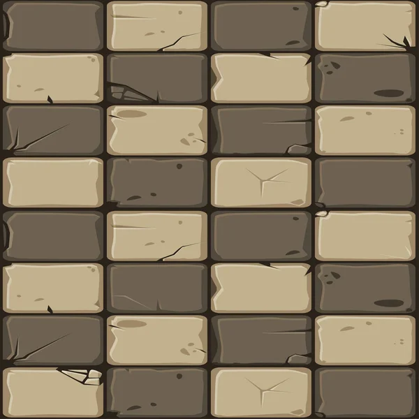 Текстура коричневой каменной плитки, бесшовная стена из камня. Векторная иллюстрация пользовательского интерфейса игрового элемента. Цвет 6 из 10 — стоковый вектор