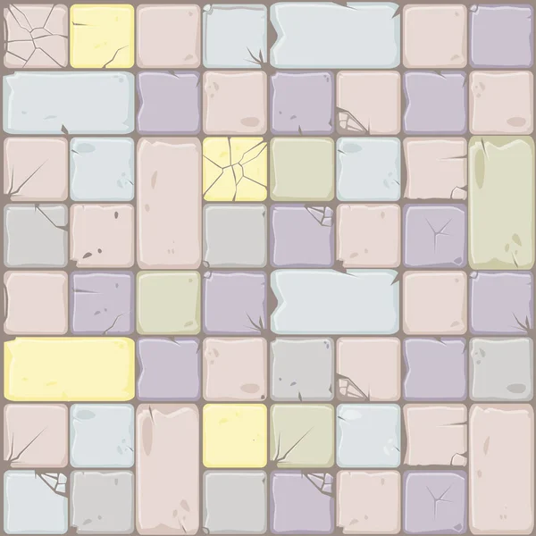 Texture de carreaux de pierre de couleurs pastel, mur de pierre de fond sans couture. Illustration vectorielle pour l'interface utilisateur de l'élément de jeu. Couleur 7 de 10 — Image vectorielle