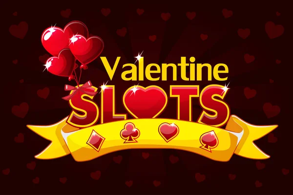カジノのスロットは バナーのカジノ スロット バレンタイン 背景ゲーム スクリーン セーバーのバナー ベクトル図 — ストックベクタ