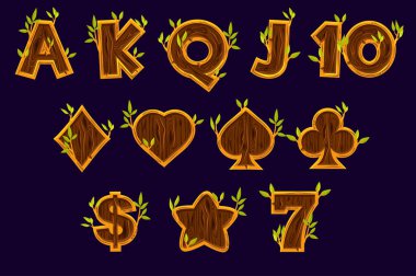 Slot makinesidir Icons set. Oyun simgeleri slot makineleri veya casino ahşap doku için kartı sembollerin. Oyun casino, slot, Kullanıcı arabirimi