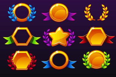 renkli şablon Ödülleri, Mobil Oyunlar simgeler yaratmak için. Ayrı katmanlarda izole. Varlıkları kumar kavramı vektör, Mobile App simgeleri farklı formları ve defne çelengi zafer ayarla.