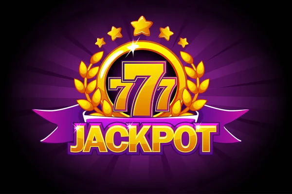 Büyük Zafer Banner Mor Kurdele 777 Simgeler Metin Casino Slot — Stok Vektör