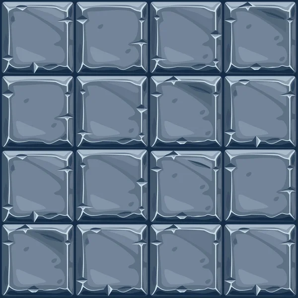 Textura sin costuras de piedra cuadrada, azulejos de pared de piedra de fondo. Ilustración vectorial para la interfaz de usuario del elemento de juego — Vector de stock