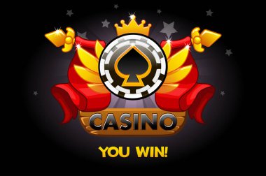 Kumarhane ödülleri. Poker çipi ve kurdele ile Casino derecelendirme simgeleri. Casino, yuvalar ve oyun Ui için vektör illüstrasyon.