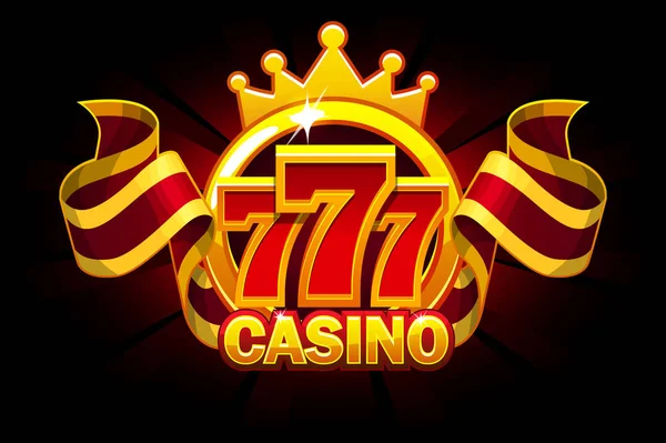 Casino banner med 777 och Ribbon. Vektor ikoner på separata lager. — Stock vektor