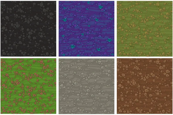 Set Seamless texture ground with small stones. Vector cartoon Seamless vector texture. — Stock Vector