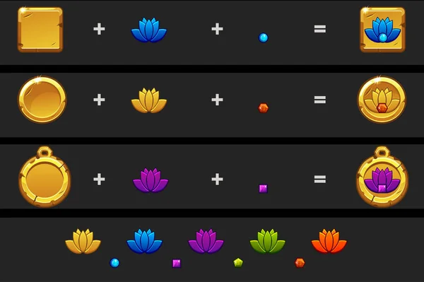 Vytvořit kreslený styl ikony Lotus. Různé varianty a barvy vektoru. — Stockový vektor