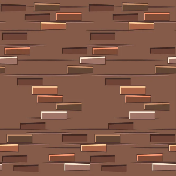 Brown brick wall texture seamless. Flat seamless pattern stones brick. — Stock Vector