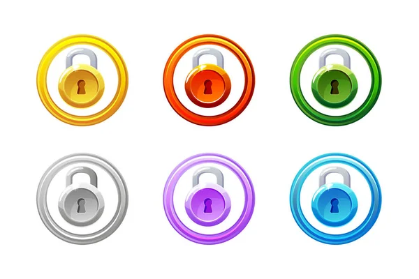 Ícone de bloqueio em cores diferentes. Vector GUI Level Lock . —  Vetores de Stock