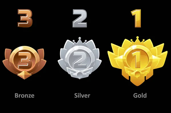 Gui Game'de altın, gümüş ve bronz madalyalar aldı. Ödüller 1, 2 ve 3 yer. Vektör şablonu ödülü.