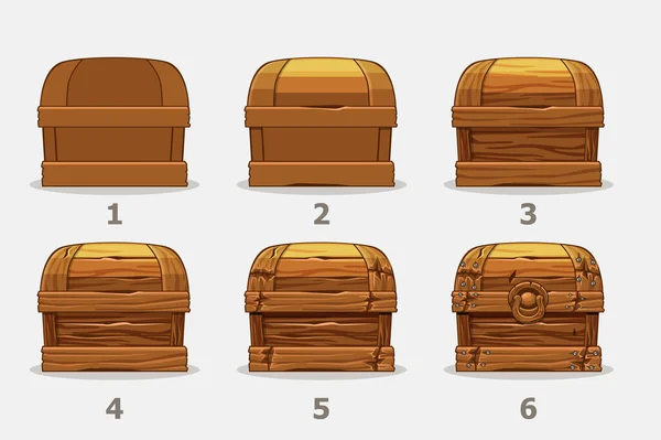 Caixa de madeira, 6 passo a passo desenhar peito vetor . —  Vetores de Stock