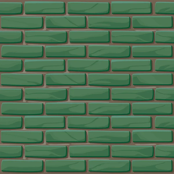 Textura de parede de tijolo verde sem costura. Parede de pedras de ilustração vetorial —  Vetores de Stock