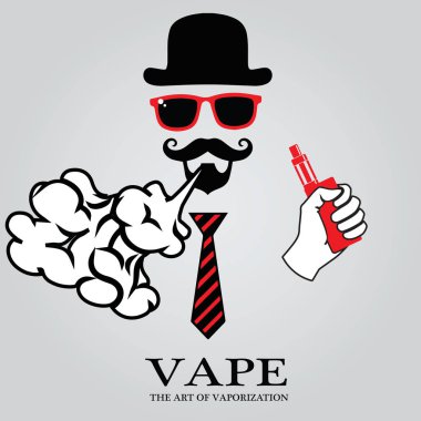 Bir adam, elektronik sigara el, vape, vaping, vektör görüntü