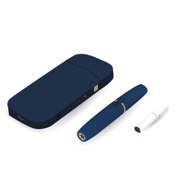 Sigara, aygıt Isıtma tütün sistem, en yeni elektronik sigara, vektör, beyaz