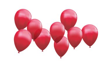 Beyaz arkaplanda izole edilmiş gerçekçi kırmızı toplar.