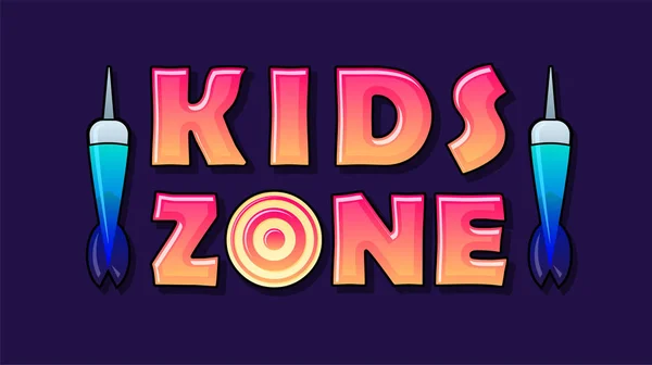 Banner Kids Zone Estilo Cartoon Com Dardo Para Decoração Sala —  Vetores de Stock