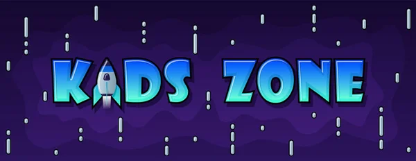 Kids Zone Banner Kreslený Styl Raketou Vesmíru Pro Dětská Herna — Stockový vektor