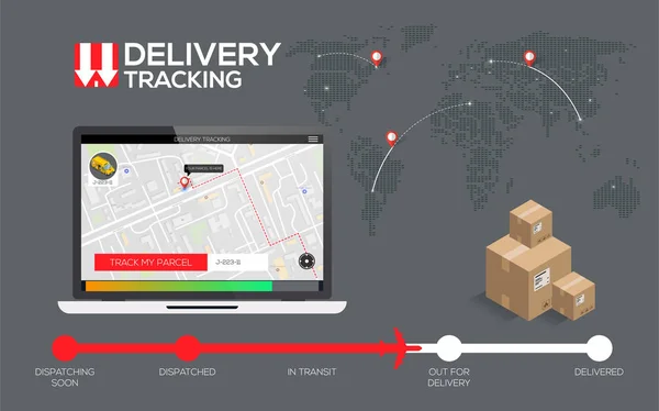 Concetto Tracciamento Della Consegna Consegna Veloce Spedizione Progettazione Grafica Informazioni — Vettoriale Stock