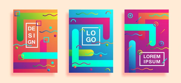 Posterler Şekillerle Geometrik Renk Degrade Çizgiler Minimalist Trendy Soyut Kapsar — Stok Vektör