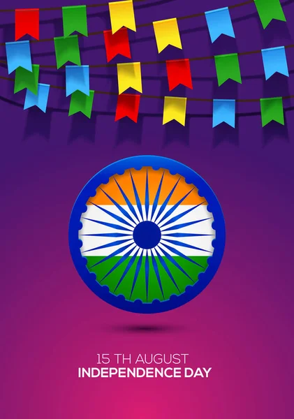 Affiche Vacances Fête Indépendance Indienne Avec Drapeaux — Image vectorielle