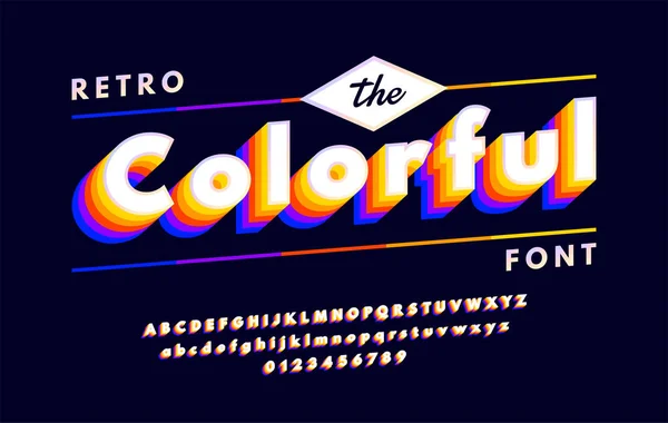 Retro Alphabets Vhs Look Effects Colorful Font Isolated Dark Background — Stock Vector