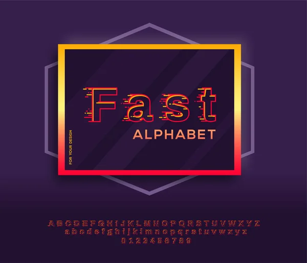 Contour Font Motion Effect Typography Alphabet Set Vector Alphabet Tail — Stock Vector