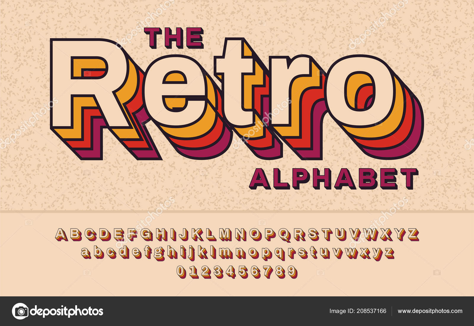 Retro Font Con Efecto Vhs Alfabeto Vectorial Abc Vector de stock por ...