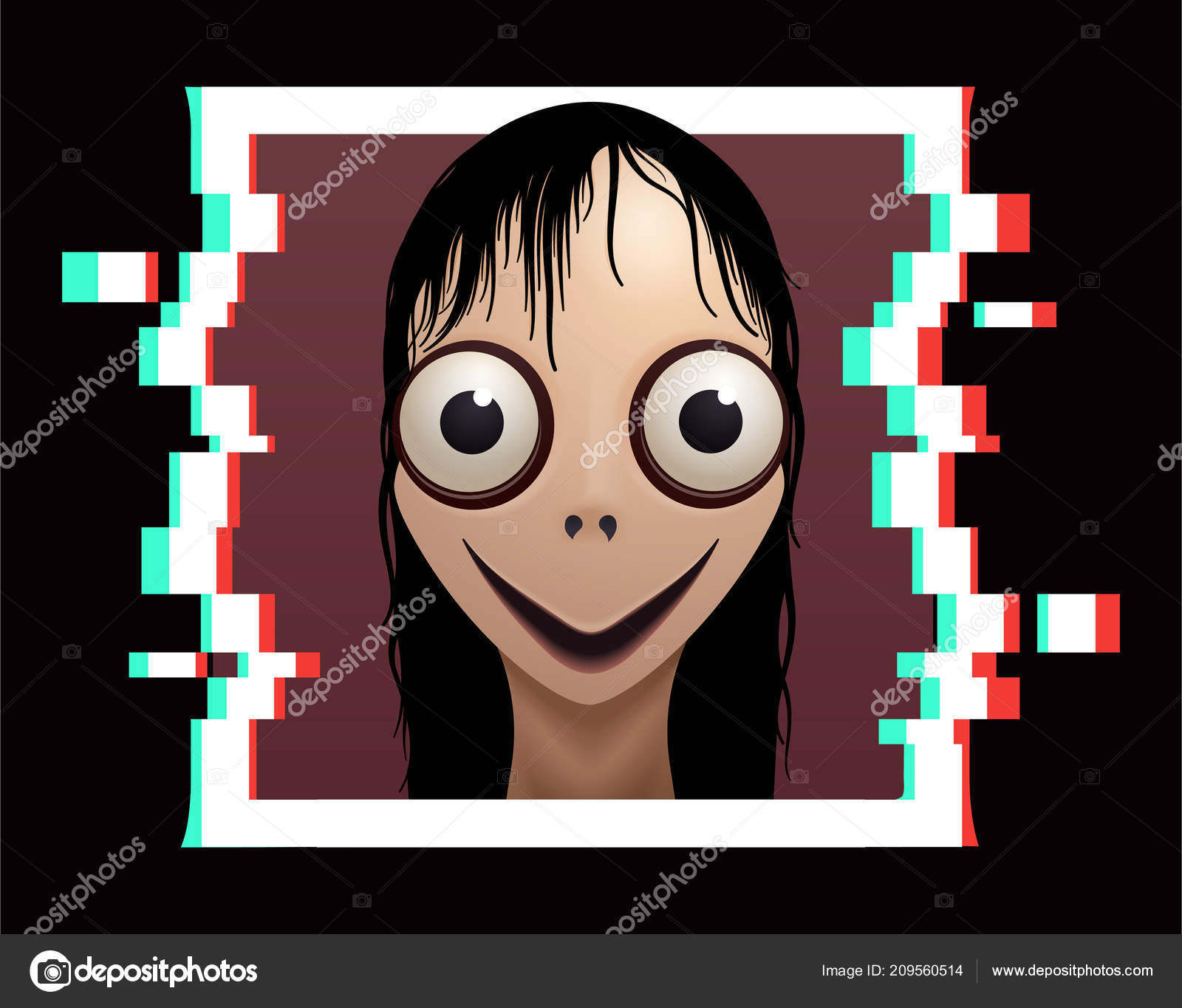 Scary momo isolated over white background. Scary face for