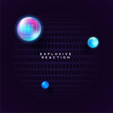 Soyut vektör modern geometrik şekle koyu arka plan üzerinde kılavuz ve degrade kabarcık. Modern teknoloji. Elektronik Müzik Festivali veya kulüp partisi poster tasarımı. 