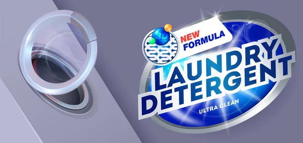 Detergente Lavandería Para Lavado Ultra Limpio Plantilla Para Detergente Lavandería — Archivo Imágenes Vectoriales