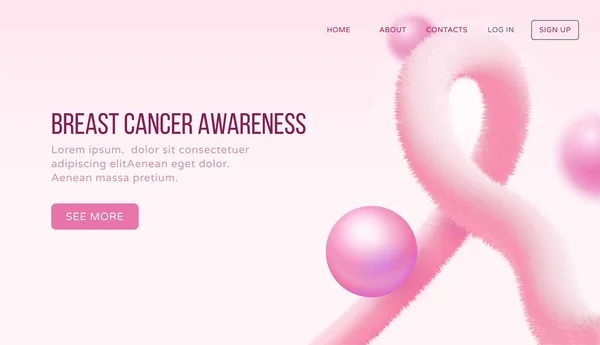 Page Accueil Pour Sensibilisation Cancer Sein Avec Symbole Forme Teinte — Image vectorielle