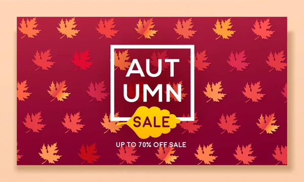Modern Autumn Banner Leaves Sale Discount Website Template Seasonal Vector — Stock Vector