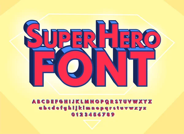 Superhero Abstract Font Alphabet Numbers Colorful Comics Retro Typeface Vector — Stock Vector
