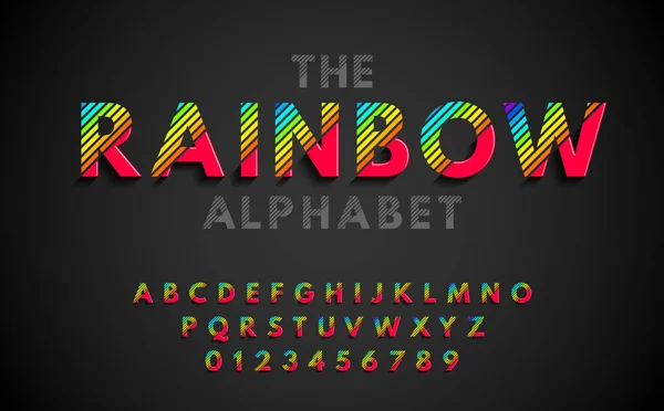 Стильный Современный Абстрактный Шрифт Алфавит Цифрами Векторный Разноцветный Радужный Шрифт — стоковый вектор