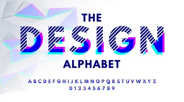 Stylish Modern Abstract Font Alphabet Numbers Vector Colorful Font Pieces — Stock Vector