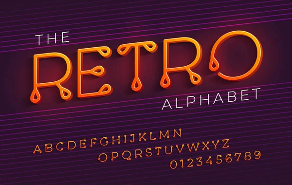 Dünnes Stilisiertes Retro Alphabet Und Schrift Mit Schlaufe — Stockvektor