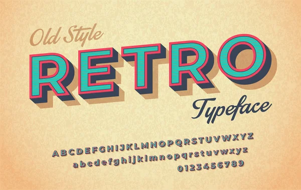 Renkli Italik Retro Yazı Alfabe Yılların — Stok Vektör