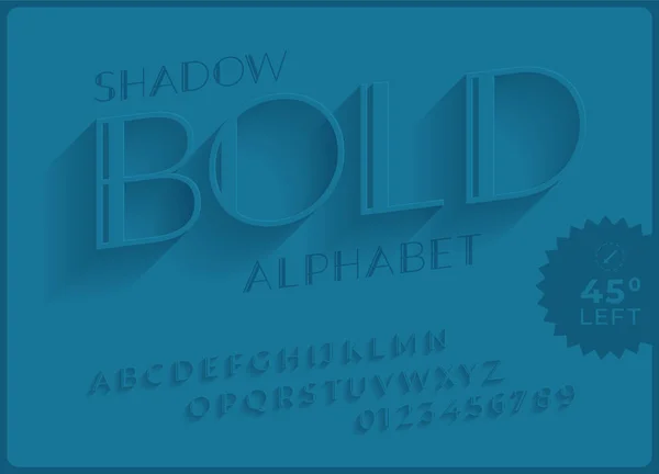 Blue Oblique Elegant Font Alphabet Modern Long Shadow Effect — Stock Vector