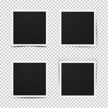 Retro gerçekçi fotoğraf çerçevelemek saydam arka plan üzerinde farklı gölge seçenekleri ile kümesi.
