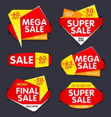 İndirimler ve satış için banner kümesi.