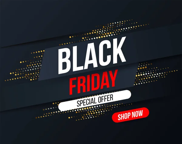 Streszczenie Transparent Black Friday Efektem Brokatu Złoto Półtonów Specjalne Oferty — Wektor stockowy