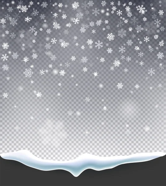 Nieve Mágica Navidad Nieve Cayendo Sobre Fondo Transparente Fondo Tormenta — Vector de stock