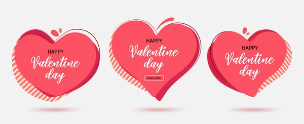 Sada Moderní Abstraktní Vektor Bannery Pro Valentine Den Dovolené Rovné — Stockový vektor