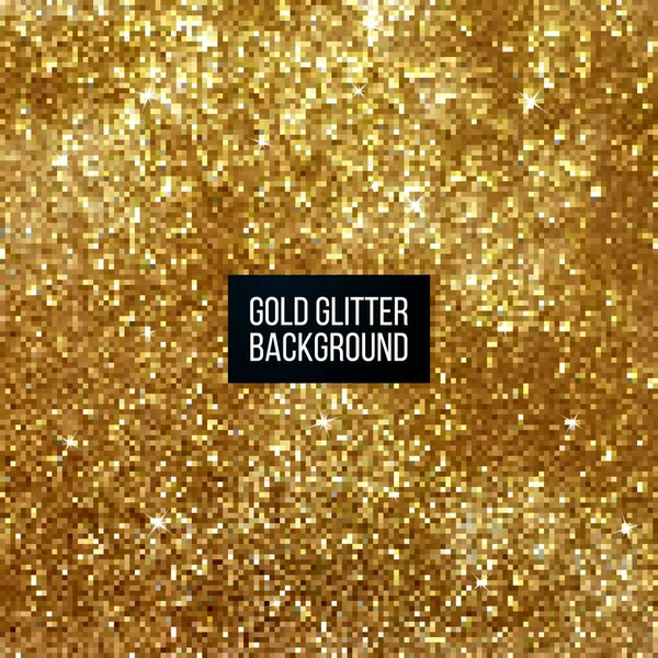 Sfondo Glitter Oro Vettoriale Piccoli Quadrati Dorati Stile Pixel — Vettoriale Stock