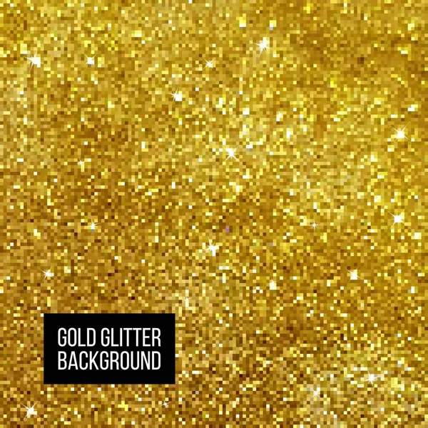 Sfondo Glitter Oro Vettoriale Piccoli Quadrati Dorati Stile Pixel — Vettoriale Stock