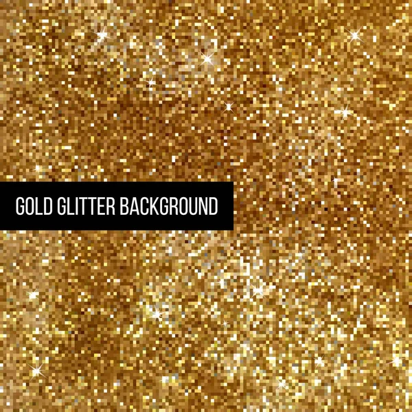 Sfondo Glitter Oro Vettoriale Piccoli Quadrati Dorati Stile Pixel — Vettoriale Stock